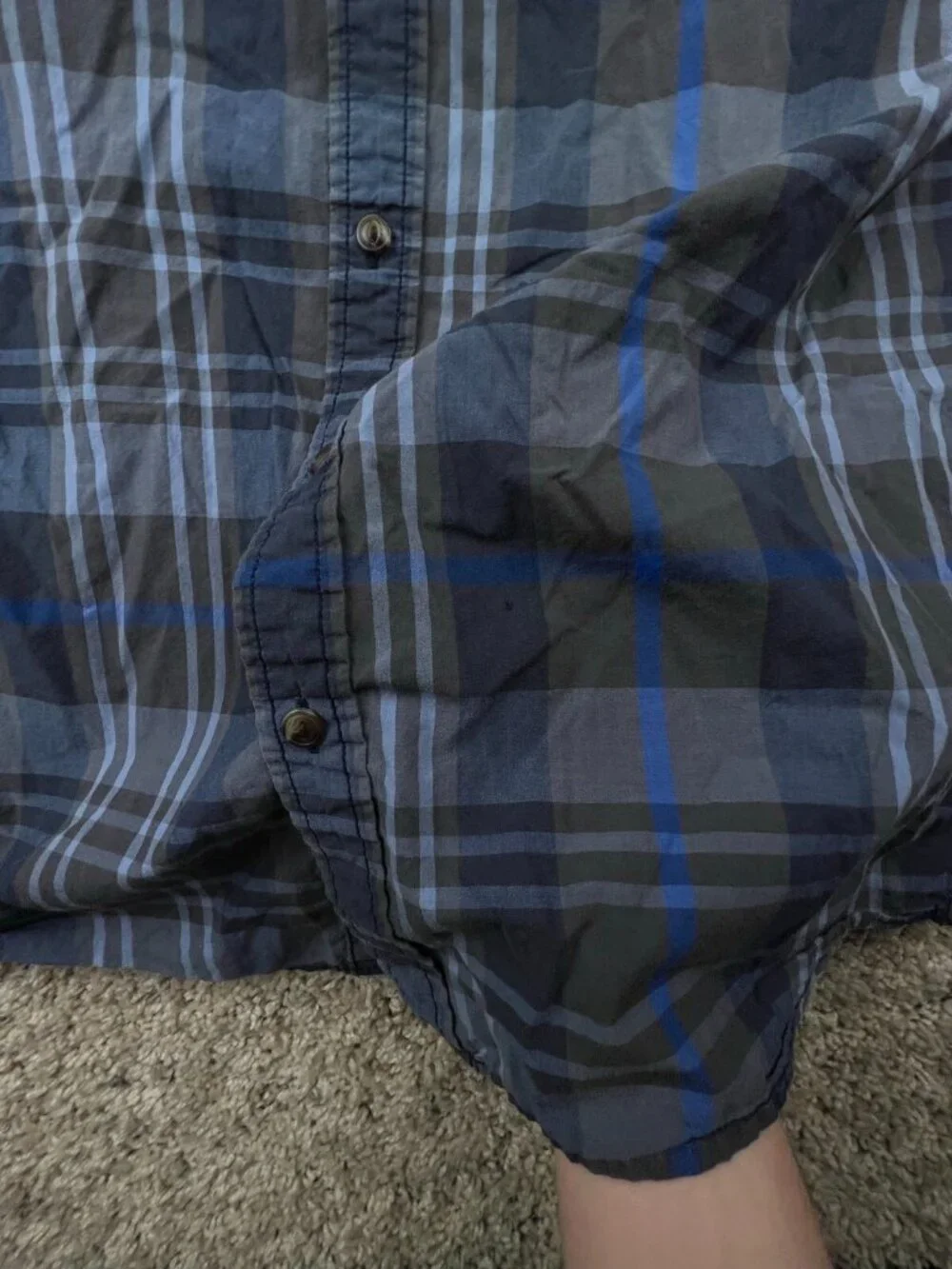 North Face Shirt Mens Short Sleeve Button Up Blue Gray Plaid Size Small Smol